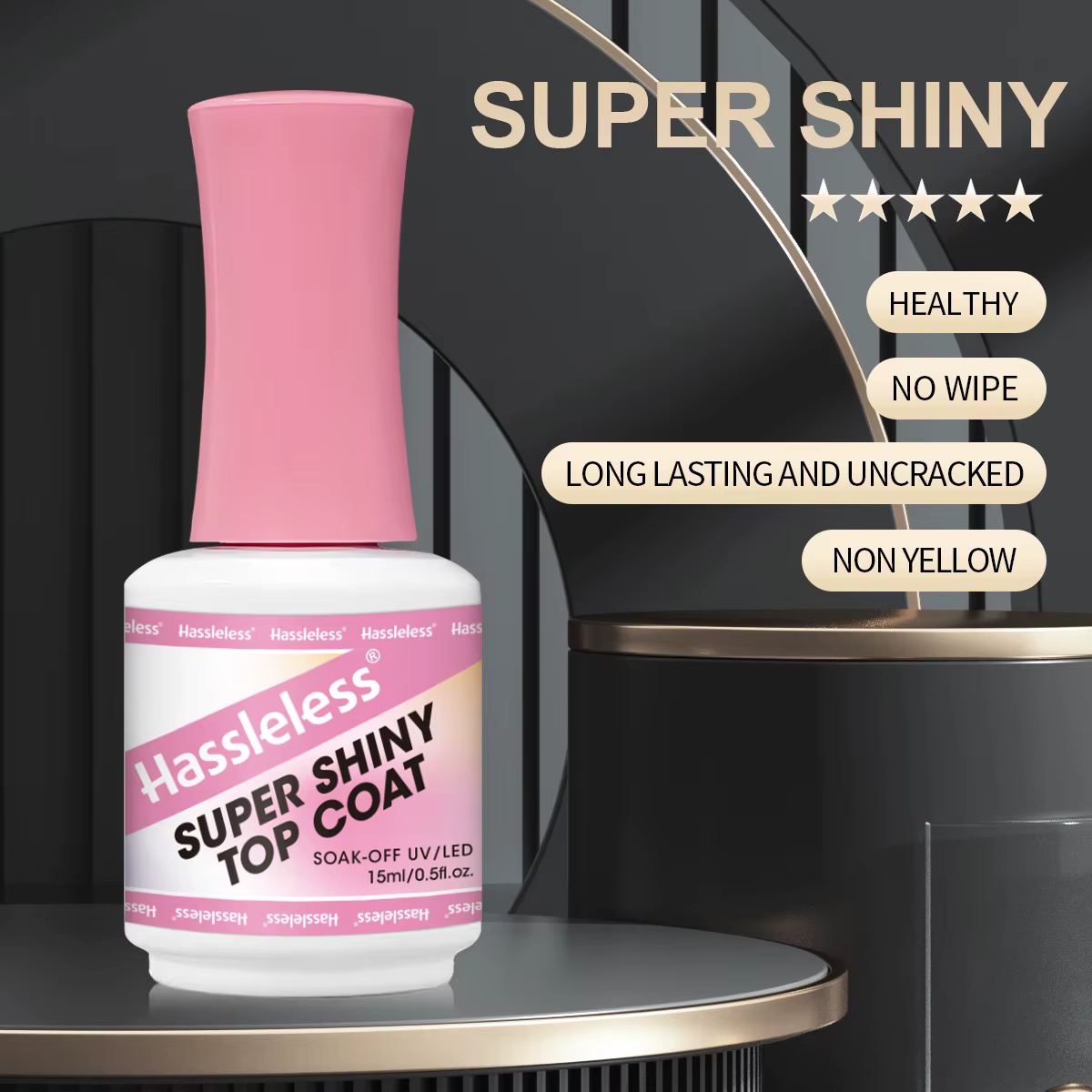 Vernis à ongles en gel ultra-brillant Hassleless Single Pack - couche de finition en gel brillant