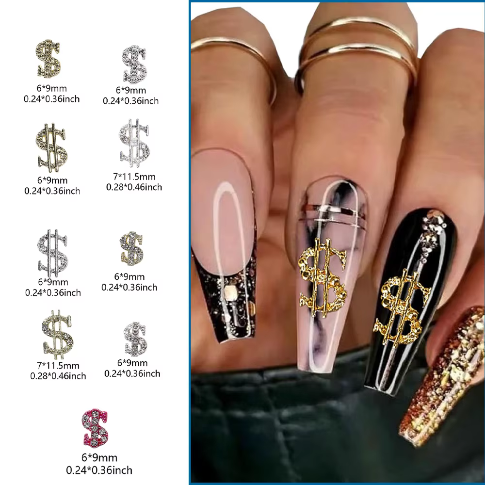 "45 pièces argent Dollar ongles breloques