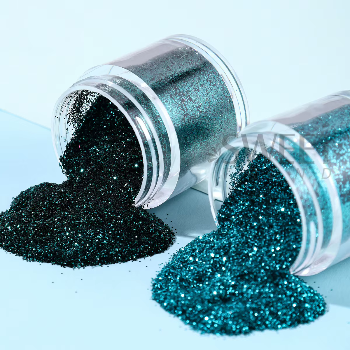 8 Bouteilles de Poudre à Paillettes pour Ongles Série Été Bleu