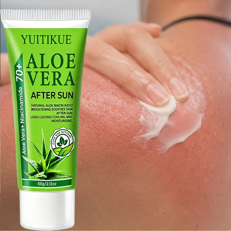 YUITIKUE 70+ Gel Après-Soleil à l'Aloe Vera et Niacinamide, Rafraîchissant, Apaisant, Hydratant Longue Durée pour le Visage et le Corps, Peaux Exposées au Soleil, 60g