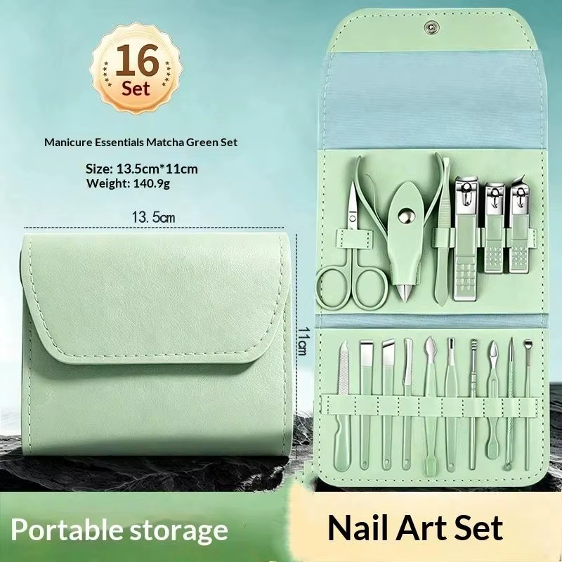Kit de manucure et pédicure professionnel 4/16 pièces, coupe-ongles, pinces à cuticules, avec étui de voyage