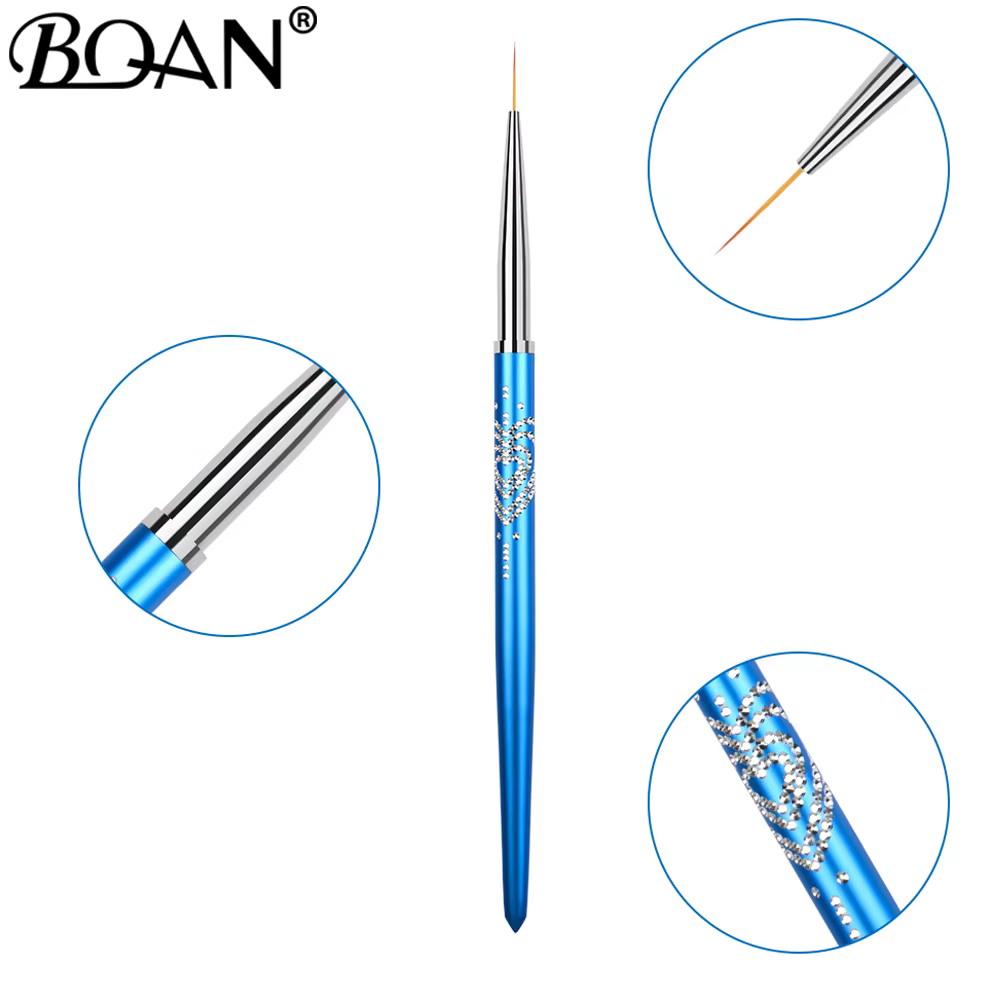 BQAN 7/9/11mm bleu Nail Art Liner pinceaux Gel ongles brosse Gel vernis