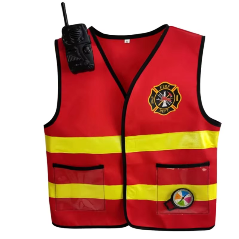 Costume de pompier pour enfants, tenue de jeu de rôle, accessoires de casque, uniforme de pompier pour Halloween, déguisement pour fête de carnaval