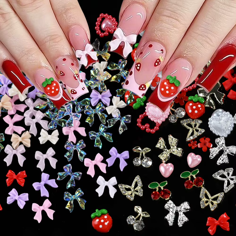 Breloques pour ongles en résine rouge