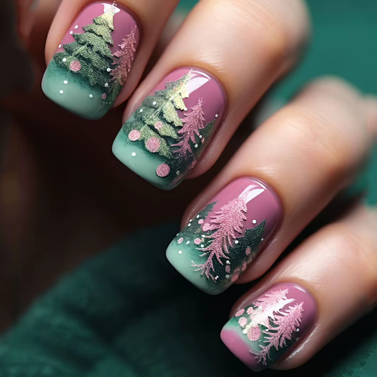 Faux ongles mi-longs pour fête de noël