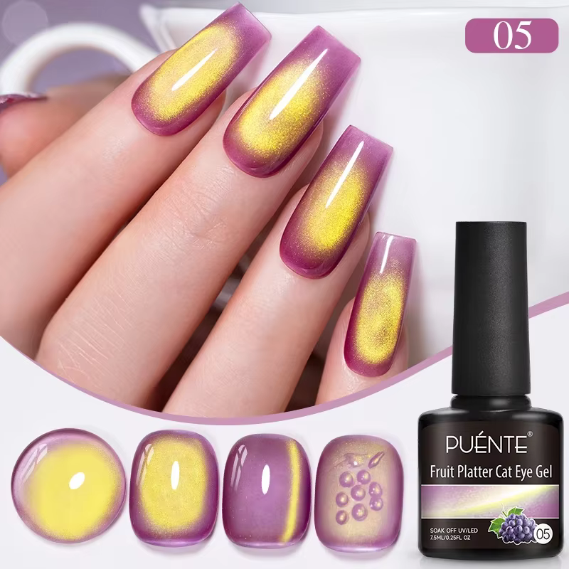 Vernis à ongles Gel magnétique chat série fruits d'été 7.5ML vert violet rose Gel oeil