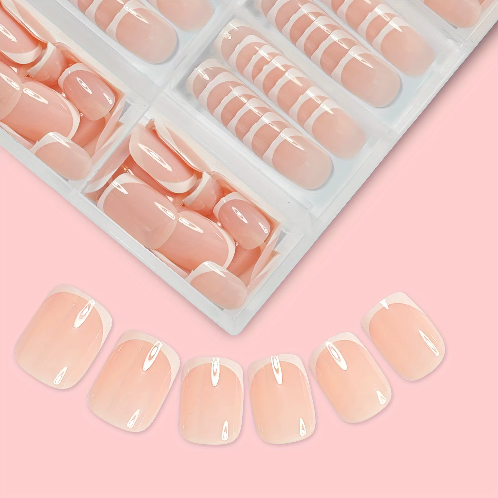 Faux ongles français simples et brillants