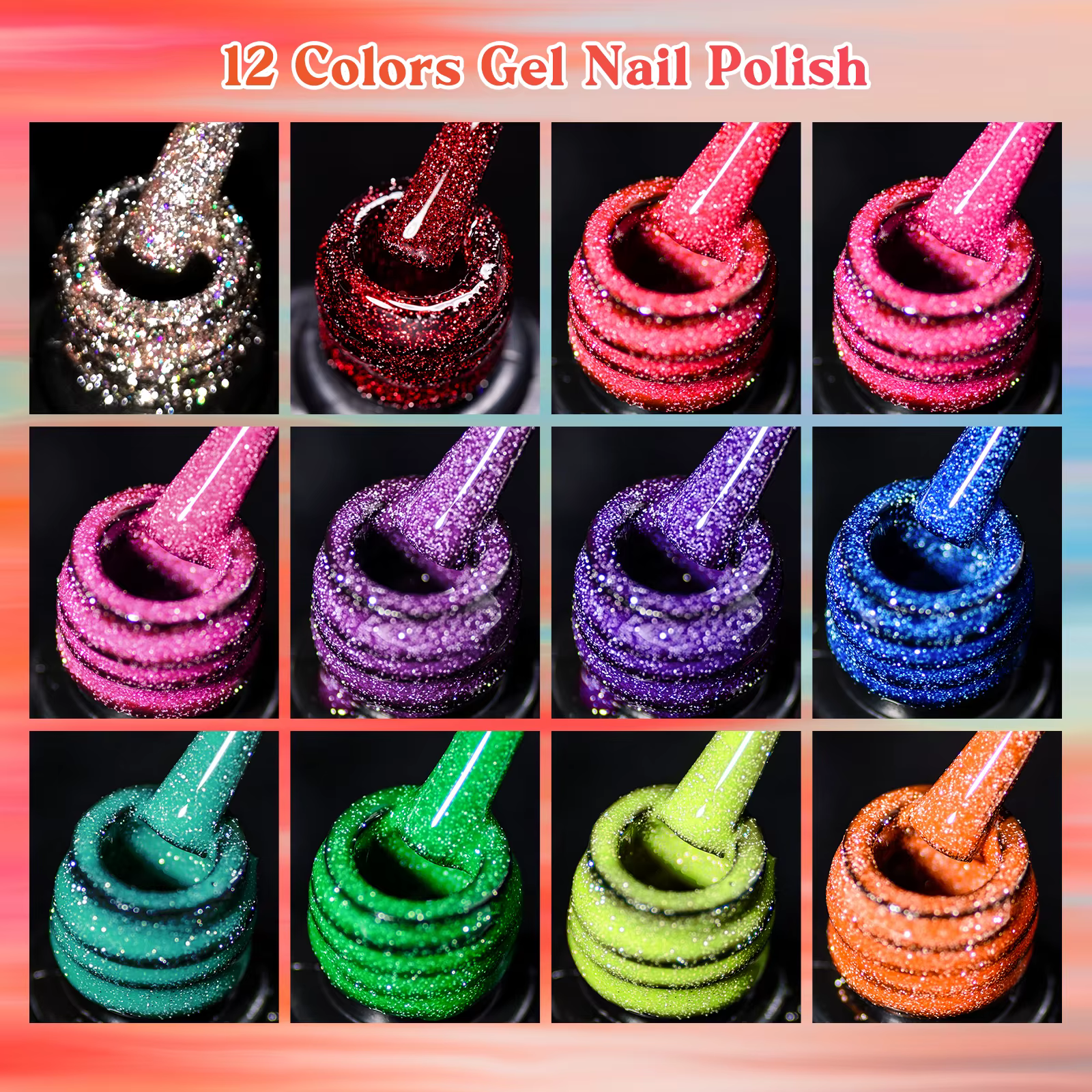 8/12 pièces paillettes Gel vernis à ongles ensemble
