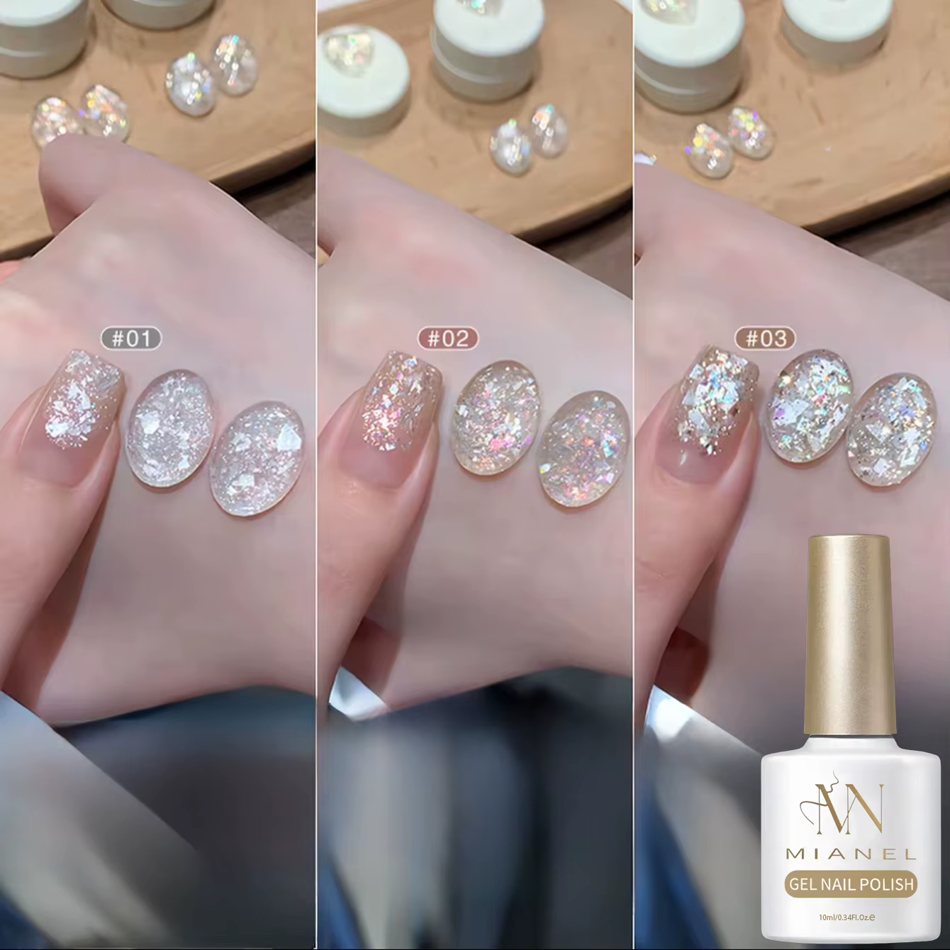 MN 10ML Beach Essentials Summer Nails Super Flash Glitter Whitening Popular Color Dreamy Fairy Broken Diamond Gel Nail Polish