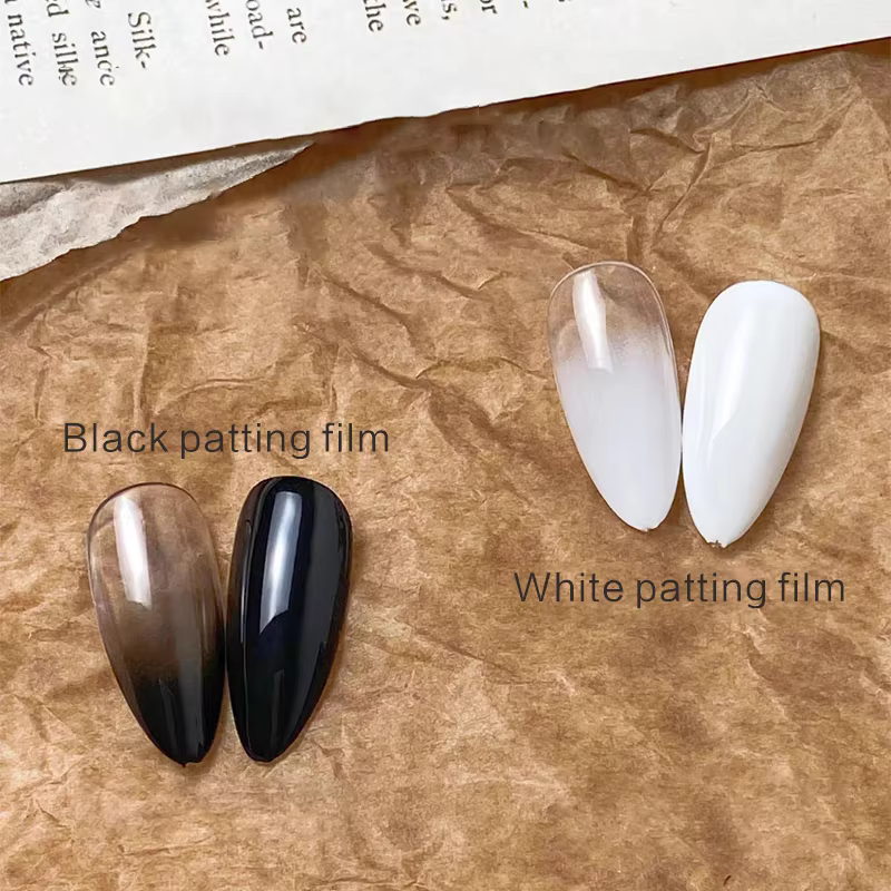 Colle à ongles 5G couleur unie noir et blanc, colle à effet plâtre, gel couleur unie dégradé brillant, durable pour DIY à domicile et salon