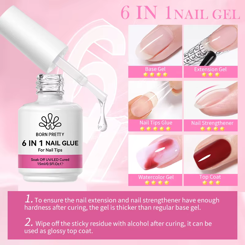 BORN PRETTY 6 en 1 colle à ongles Gel 15ML