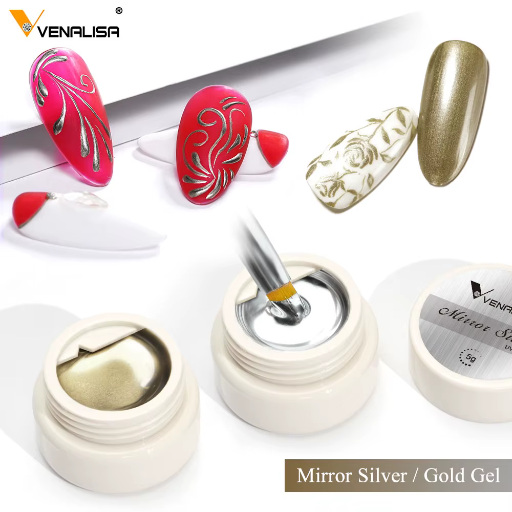 VENALISA métallisé argent miroir couleur or peinture Gel vernis Nail Art GDCOCO tremper UV LED