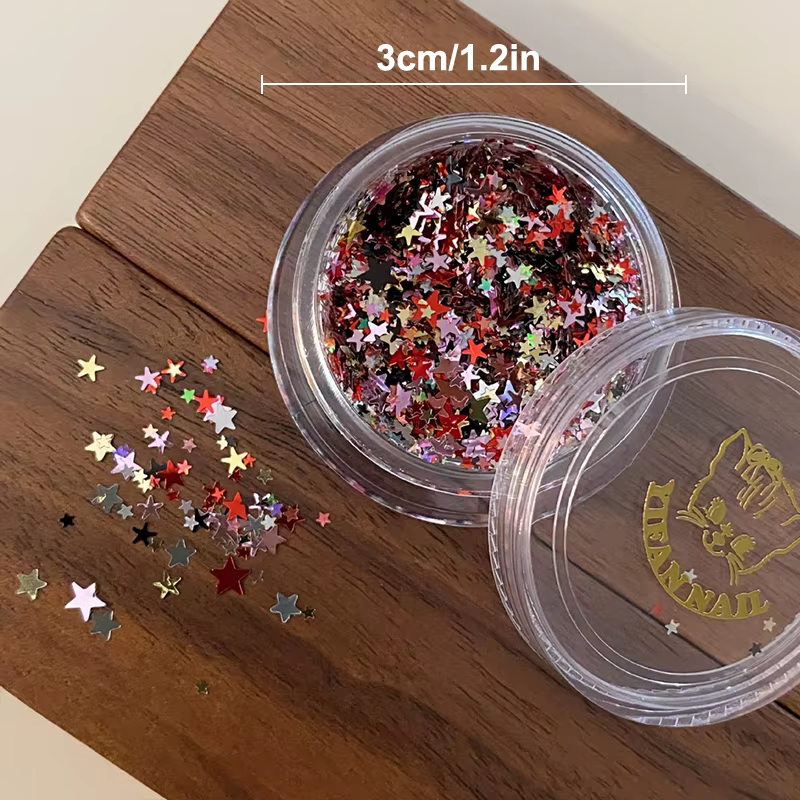 1 boîte de paillettes étoiles pour ongles