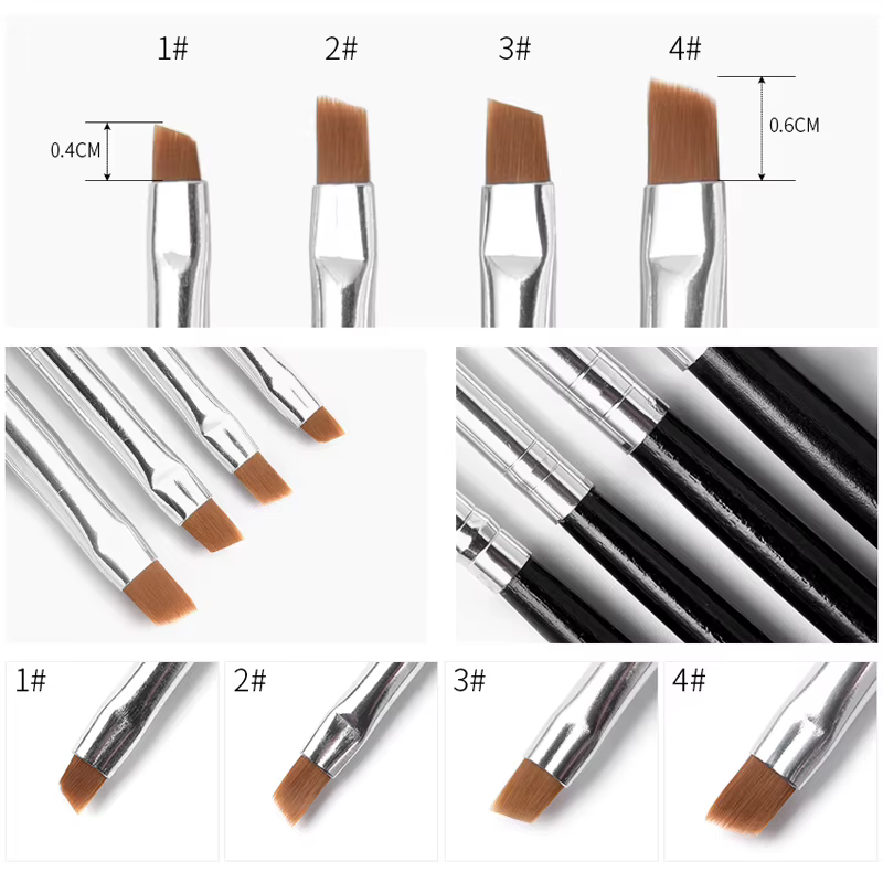 Pinceau de manucure à poils plats inclinés