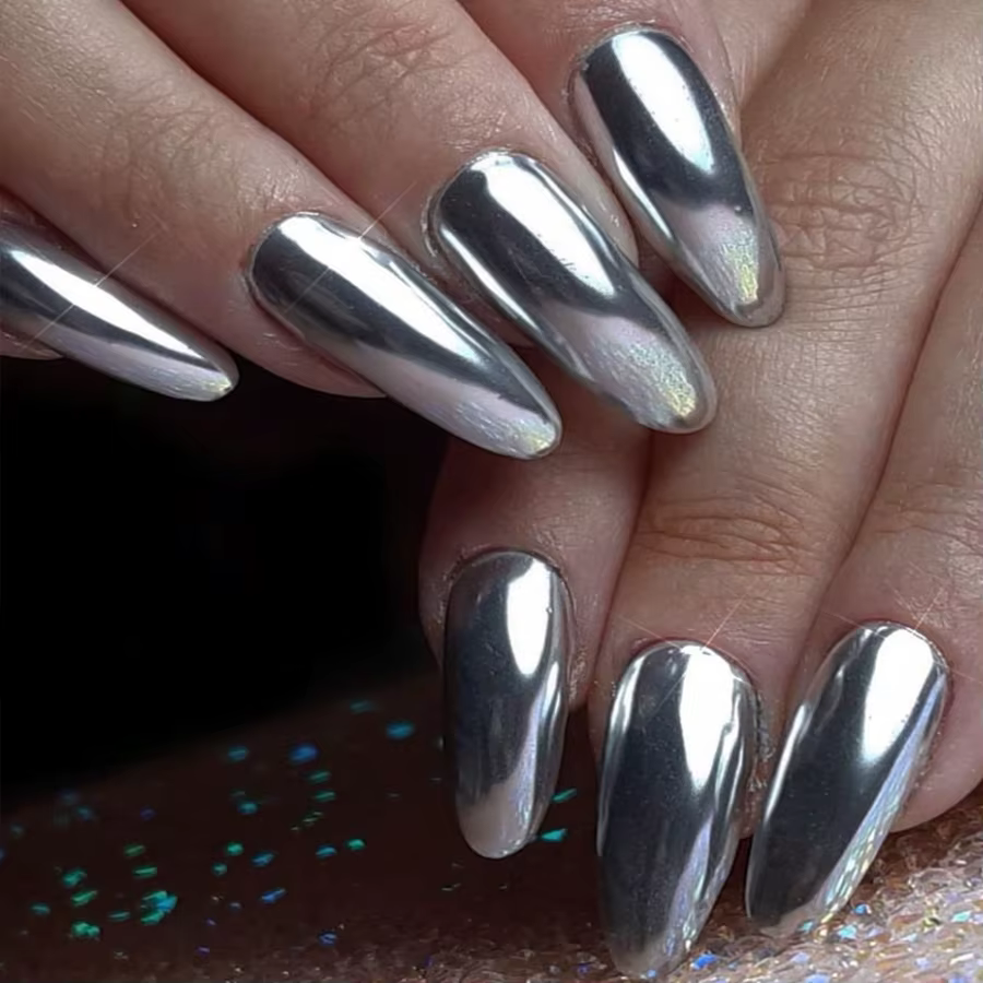 Miroir Métal Gel Vernis À Ongles avec Argent Rose Doré Peinture Dessin-Facile à Appliquer et Longue Durée