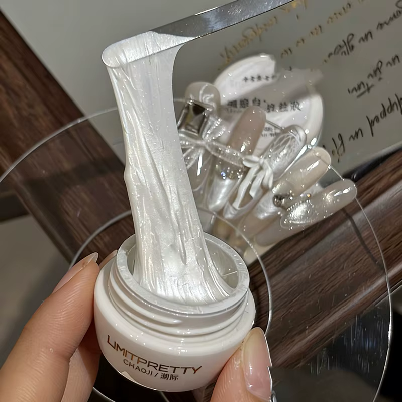 Gel de dessin élastique pour nail art en satin de soie blanc