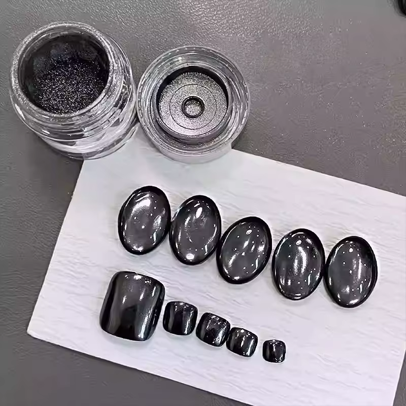 1 Boîte de Poudre à Ongles Super Magic Mirror Noire