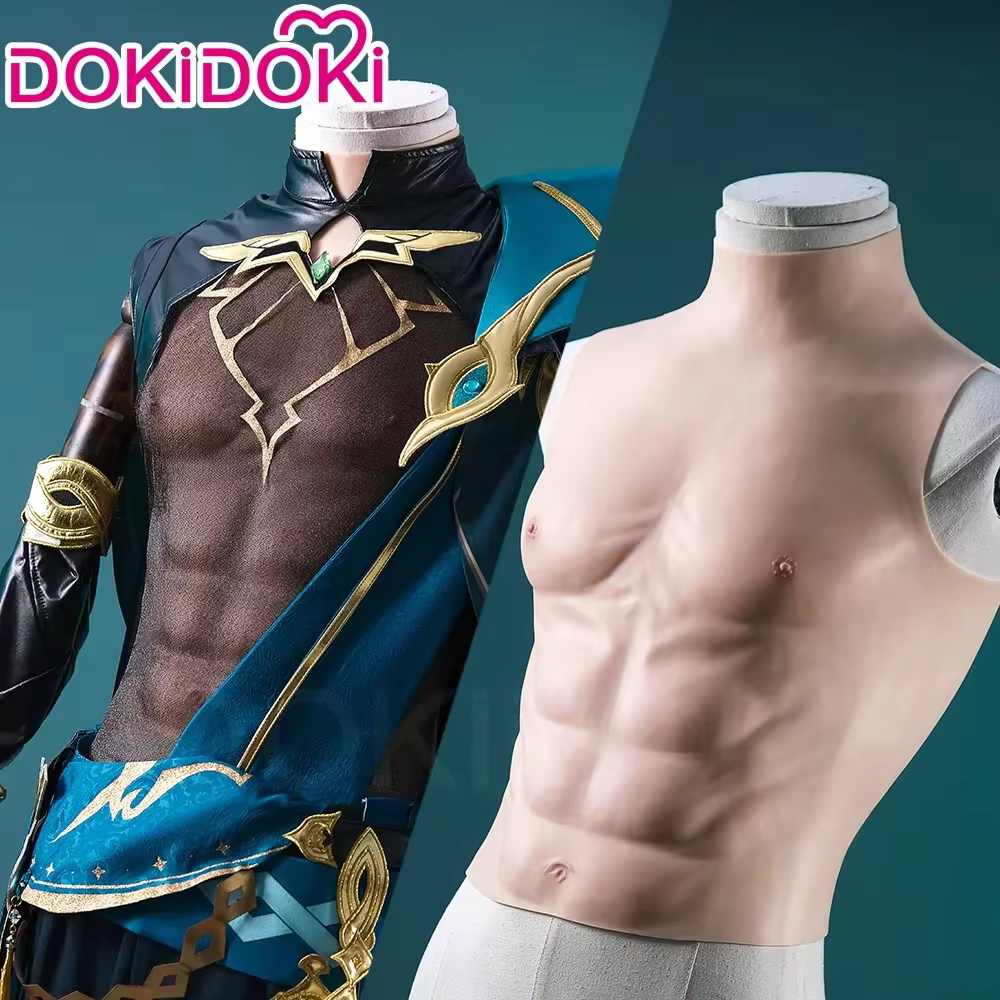 【Prêt à être expédié】 Accessoires de cosplay musculaire factices DokiDoki, muscles de poitrine réalistes pour hommes, Alhaitham Varka, cosplay d'Halloween