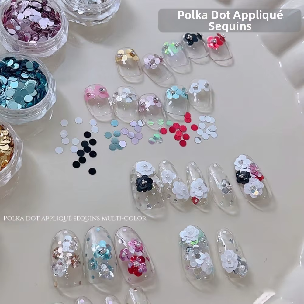 Décorations d'ongles colorées à pois scintillants