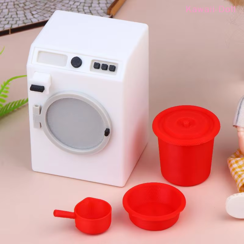 Meubles de buanderie pour maison de poupée 1/12, décor miniature, machine à laver, seau, lavabo, ornement, accessoires pour micro-scène de maison de poupée
