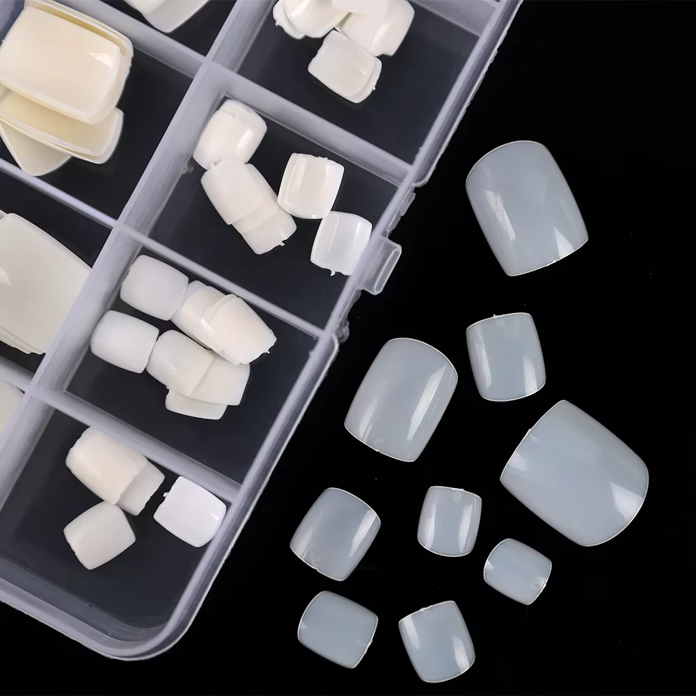 100 pièces faux orteils ongles français carré Nature blanc clair