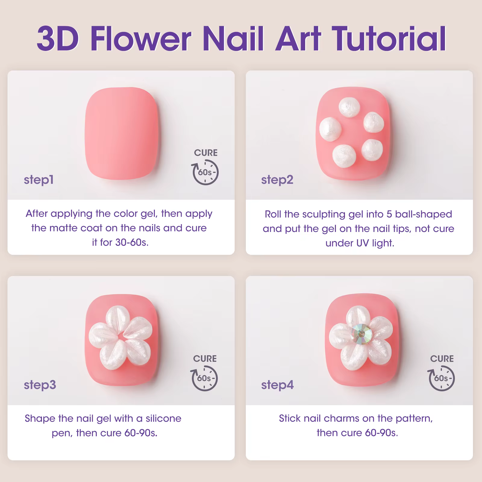 Kit de Gel Sculptant 3D pour Ongles 30g Blanc Nacré
