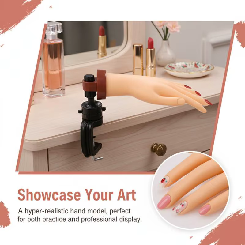 Main Artificielle Flexible et Réglable pour Nail Art – Modèle Prothétique en Plastique pour Pratique