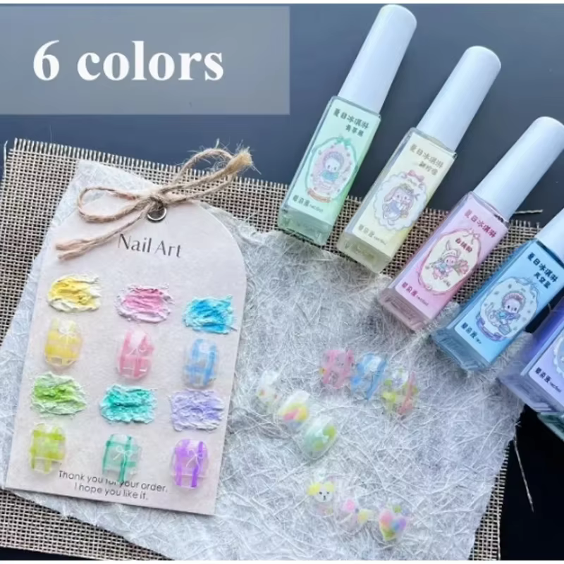 6 couleurs été crème glacée ongles dégradé fluide 6ml créatif bricolage conception