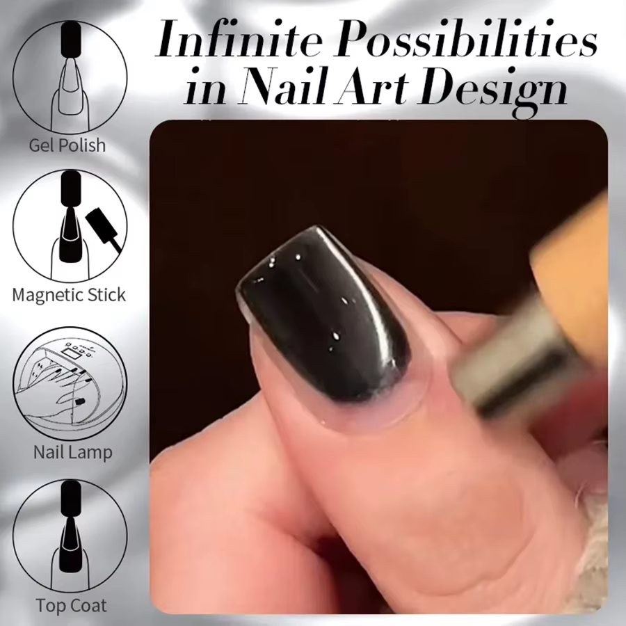 Verhéritage à Ongles Magnétique en Verre Noir
