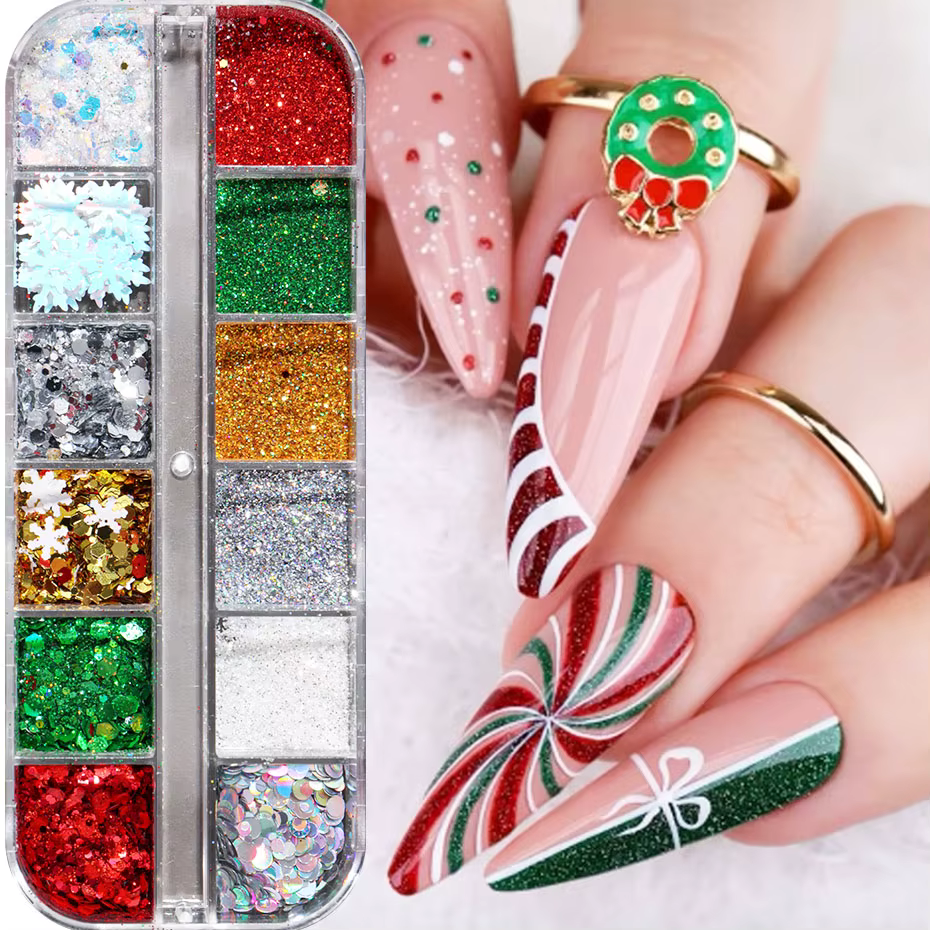 Flocons de paillettes laser irisées pour ongles