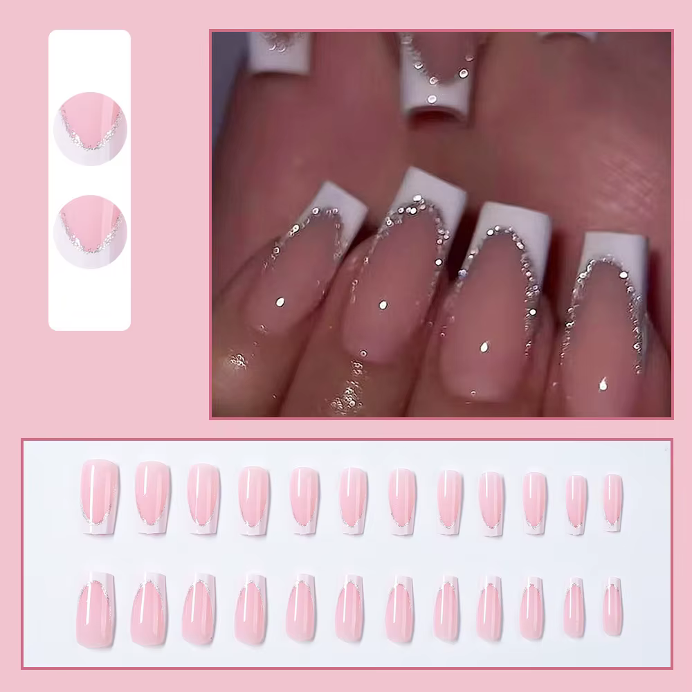 Faux ongles carrés moyens pour femmes et filles