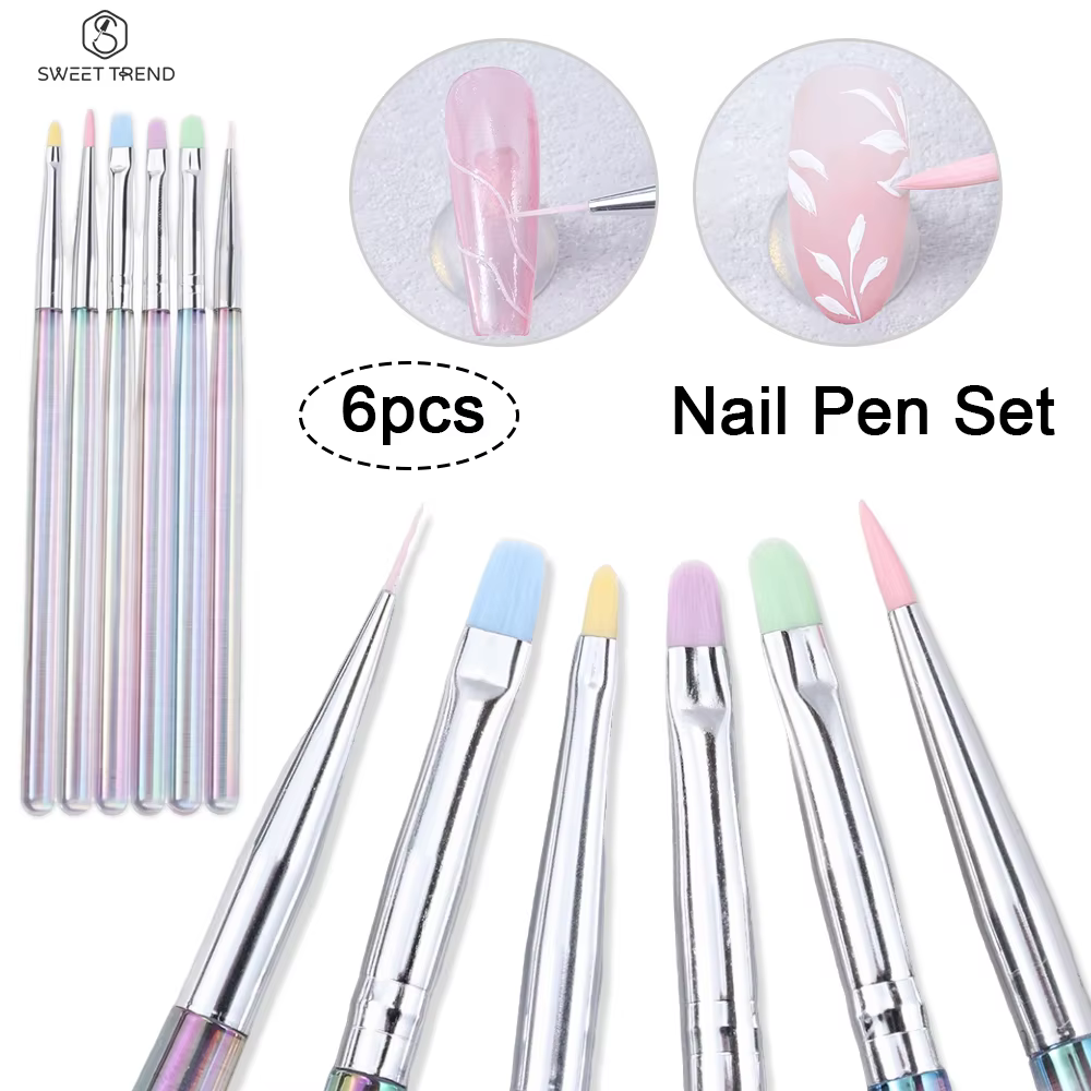 SWEET TREND - Lot de 6 pinceaux pour nail art
