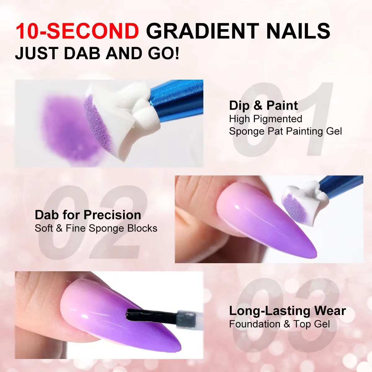 LIMEGIRL Gel de Peinture Dégradé 4 Couleurs pour Nail Art
