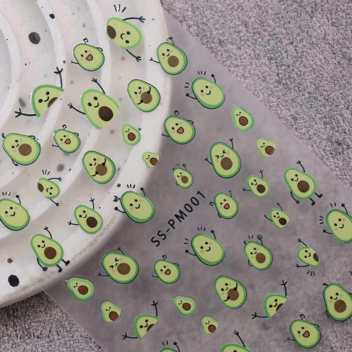 Autocollants pour ongles mignons en forme de grenouille de dessin animé et d'avocat