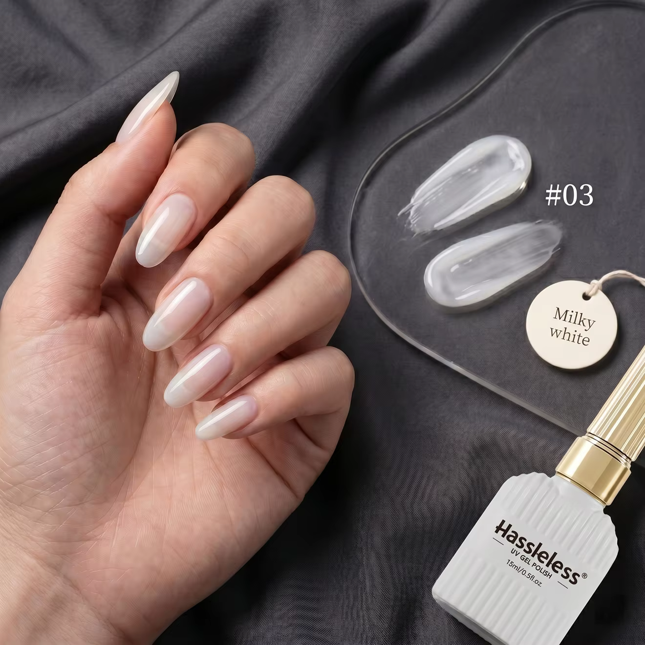 Vernis à ongles gel blanc laiteux Hassleless Sheer 15ml