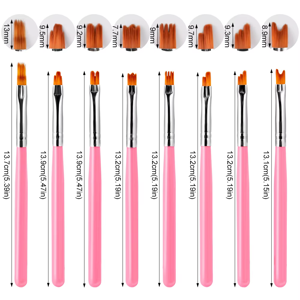 8 pièces/ensemble brosse à ongles dentelle Ombre Design acrylique