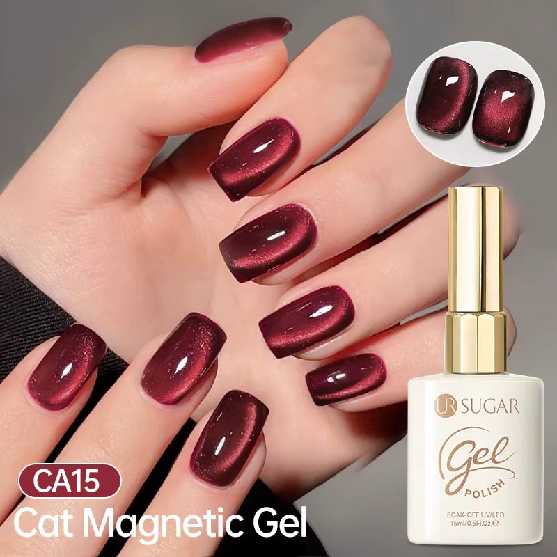 UR SUGAR 15ml 3 pièces vernis à ongles Gel magnétique chat rouge Super brillant rubis