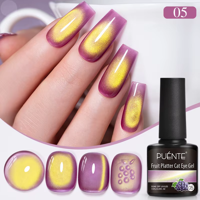 PUENTE série de fruits chat Gel magnétique vernis à ongles été vert violet rose oeil