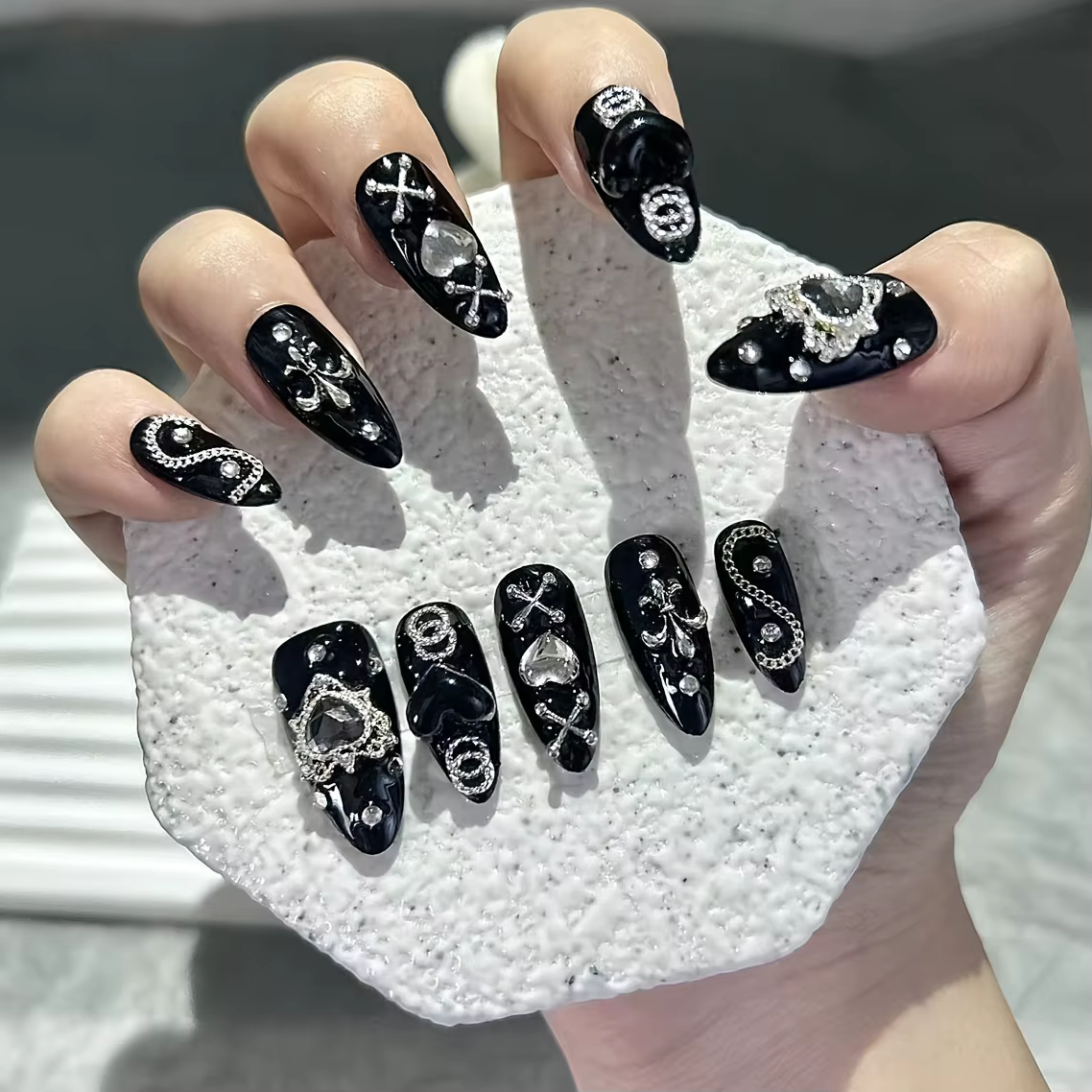 10 pièces à la main porter des ongles série Dark Mine foncé épicé fille Style Patch