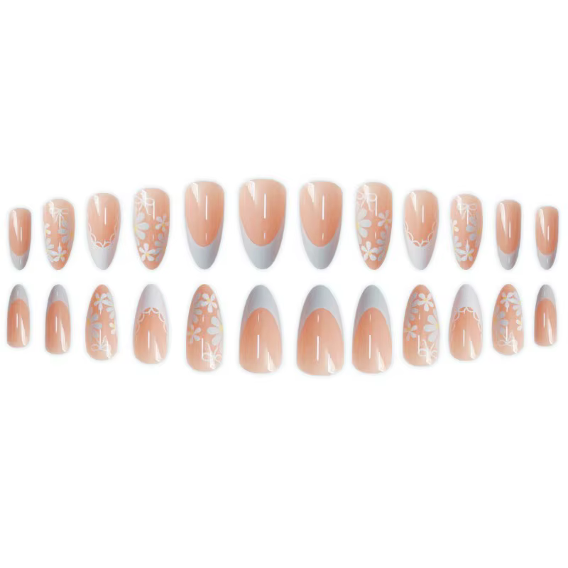 24 faux ongles frais en forme d'amande avec colle