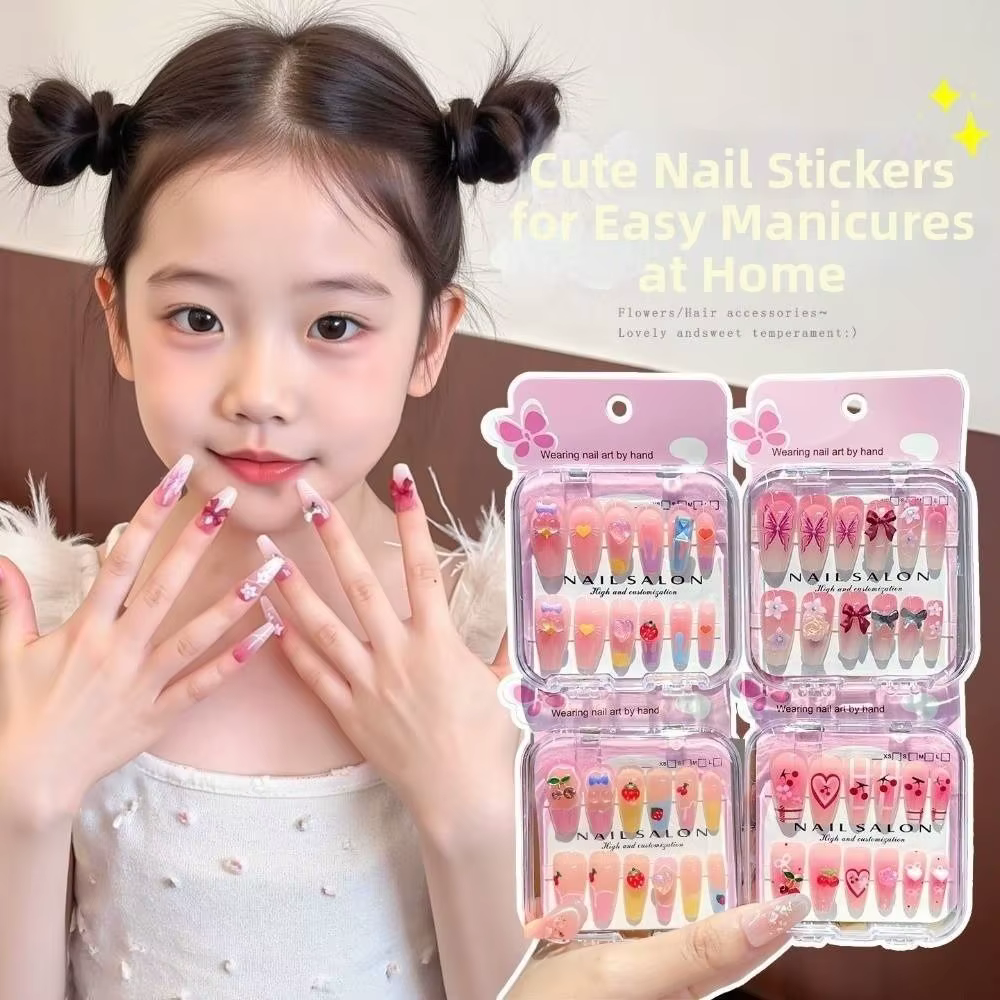 Faux ongles autocollants détachables pour enfants