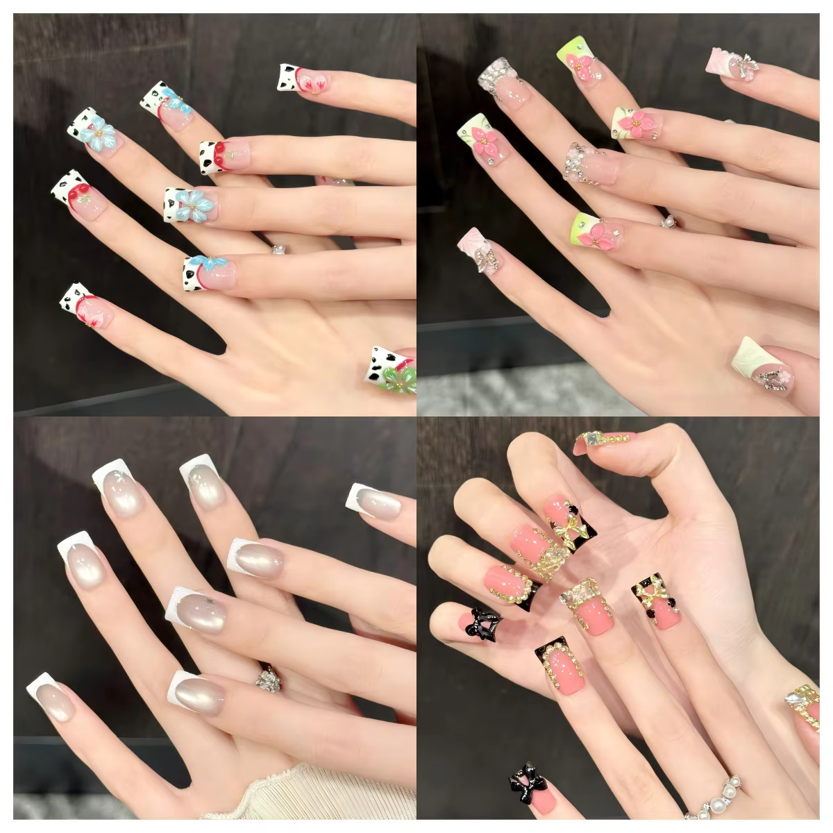 10 faux ongles en forme de canard faits à la main