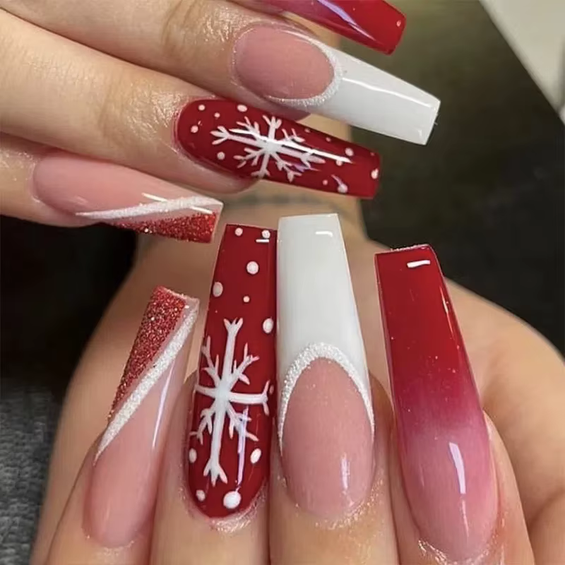 Faux ongles à pression française de noël