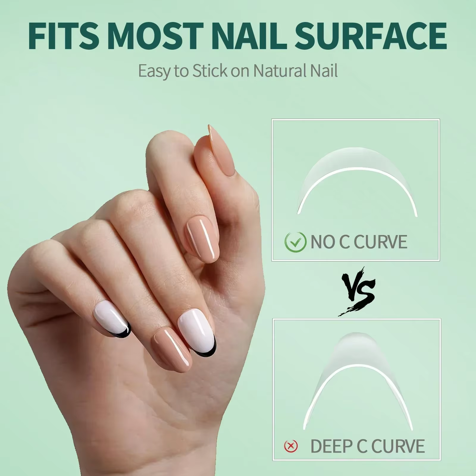 Faux ongles courts demi-couverture