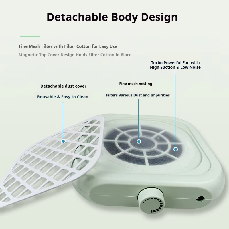 Aspirateur de poussière pour ongles, filtre à poussière pour manucure, nettoyeur avec forte aspiration, fonctionnement silencieux pour les outils de soin des ongles