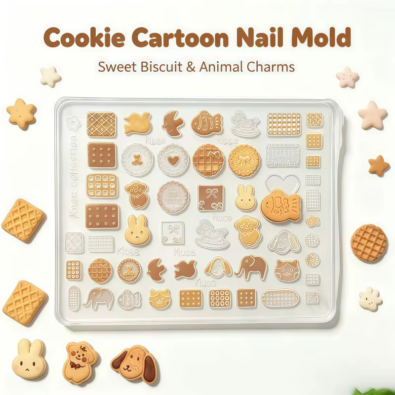 Ensemble de moules à ongles et à biscuits en forme d'animaux mignons - Formes de chien et de lapin
