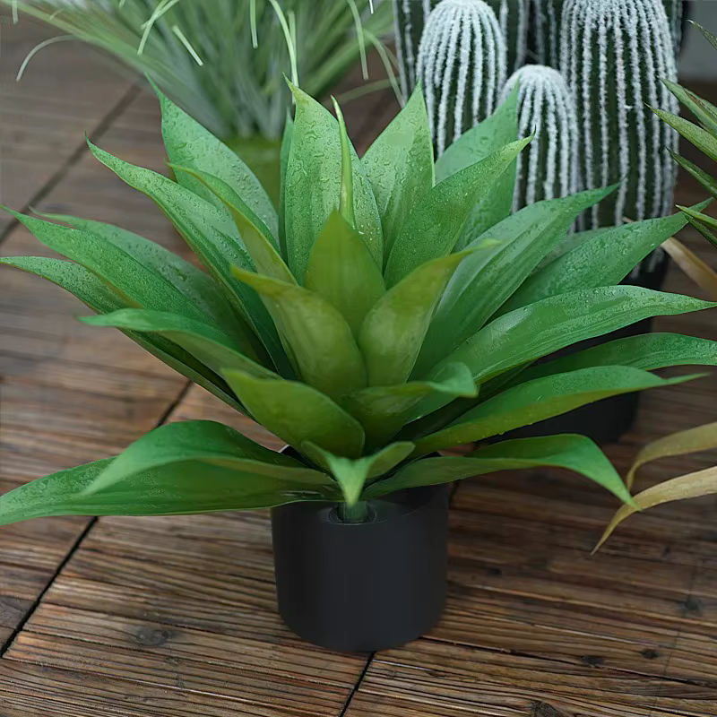 Plante succulente verte artificielle d'agave tropicale avec pot, ornements de balcon extérieur, décorations d'intérieur à la maison, décorations de chambre à coucher, 1,5 pi, H2042
