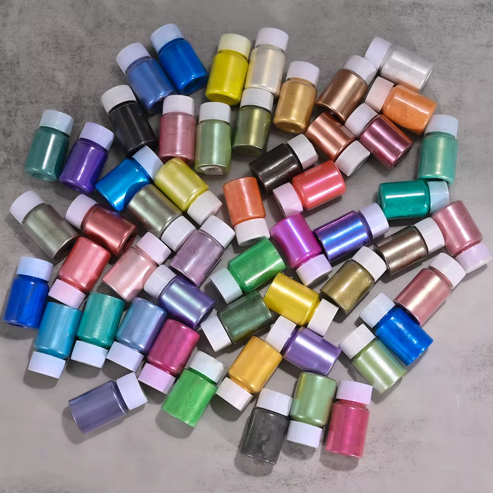 1 boîte de poudre à ongles en perles chromées rose cerise