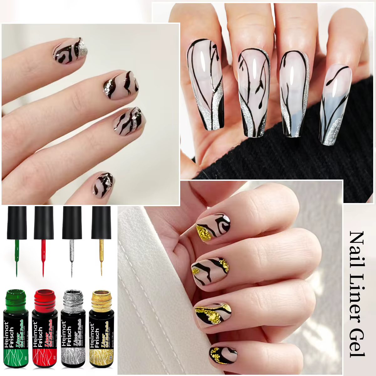 Heimat Frisch Lot de 4 vernis à ongles en gel pour nail art et manucures françaises