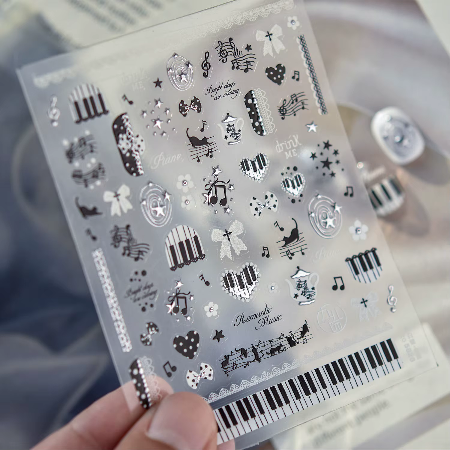Autocollants pour ongles sur le thème de la musique vintage